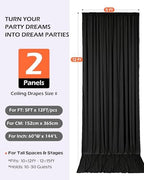 10ftx12ft Black Backdrop Curtain for Wedding & Halloween Parties in W5' x H12'(2 panels) in Black, alternate view 4