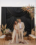 10ftx12ft Black Backdrop Curtain for Wedding & Halloween Parties in W5' x H12'(2 panels) in Black, alternate view 6