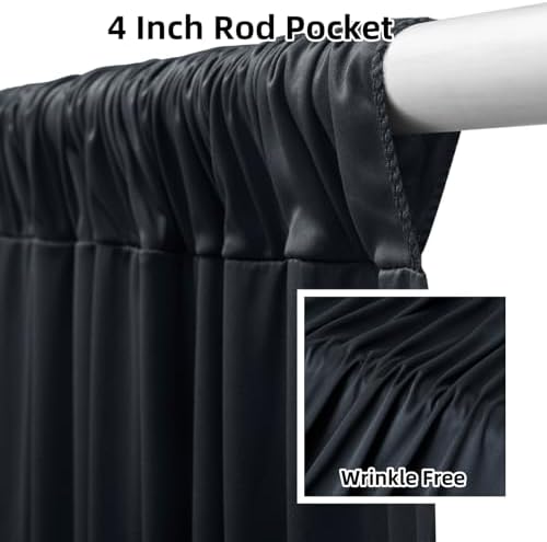 10FTx12FT Black Backdrop Curtains for Wedding Party, Birthday and Halloween in W5' x H12'(2 panels) in black, alternate view