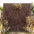 10ftx12ft Brown Backdrop Curtains for Parties, Wrinkle Free Polyester Brown Photo Backdrop Drapes 2 Panels 12 ft