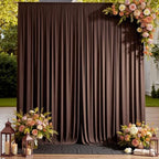 10ftx12ft Brown Backdrop Curtains for Parties, Wrinkle Free Polyester Brown Photo Backdrop Drapes 2 Panels 12 ft, alternate