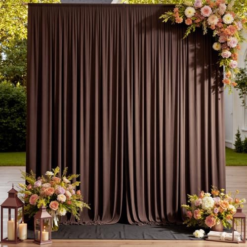 10ftx12ft Brown Backdrop Curtains for Parties, Wrinkle Free Polyester Brown Photo Backdrop Drapes 2 Panels 12 ft, alternate