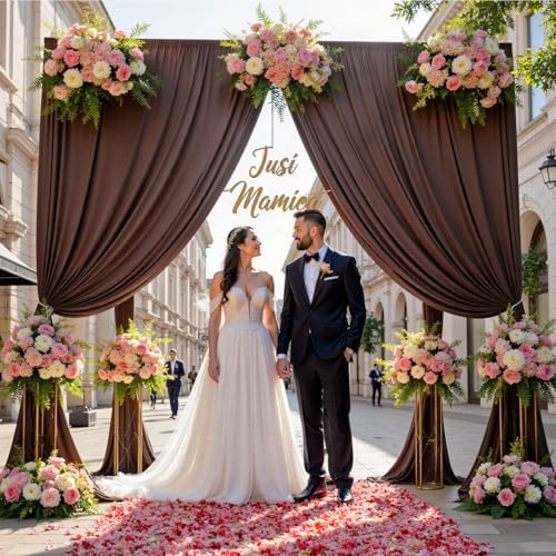 10ftx12ft Brown Backdrop Curtains for Parties, Wrinkle Free Polyester Brown Photo Backdrop Drapes 2 Panels 12 ft, alternate