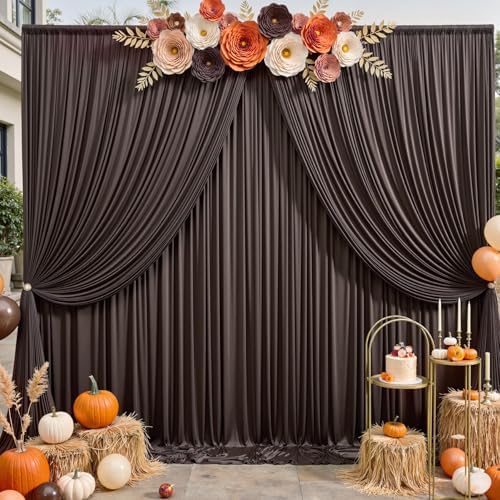 10FTx12FT Brown Backdrop Curtains for Weddings, Birthdays and Photography in W5' x H12'(2 panels) in Brown
