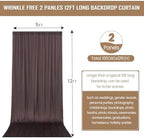 10FTx12FT Brown Backdrop Curtains for Weddings, Birthdays and Photography in W5' x H12'(2 panels) in Brown, alternate view 4
