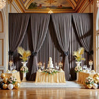 10FTx12FT Brown Backdrop Curtains for Weddings, Birthdays and Photography in W5' x H12'(2 panels) in Brown, alternate view 5
