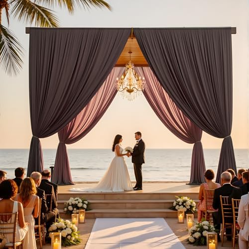 10FTx12FT Brown Backdrop Curtains for Weddings, Birthdays and Photography in W5' x H12'(2 panels) in Brown, alternate view 6
