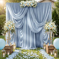 10ftx12ft Dusty Blue Backdrop Curtains for Parties, Wrinkle Free Polyester Photo Backdrop Drapes 2 Panels 12 ft