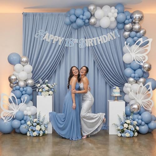 10ftx12ft Dusty Blue Backdrop Curtains for Parties, Wrinkle Free Polyester Photo Backdrop Drapes 2 Panels 12 ft, alternate