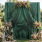10ftx12ft Hunter Green Backdrop Curtains for Parties, Wrinkle Free Polyester Hunter Green Photo Backdrop Drapes