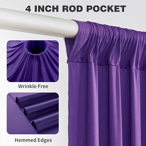10ftx12ft Purple Backdrop Curtains for Wedding Parties, Wrinkle Free Polyester Photo Backdrop Drapes 2 Panels 12, alternate