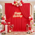 10FTx12FT Red Backdrop Curtains for Weddings Party, Birthdays and Labor Day in W5' x H12'(2 panels) in Red