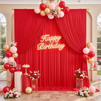 10FTx12FT Red Backdrop Curtains for Weddings Party, Birthdays and Labor Day in W5' x H12'(2 panels) in Red