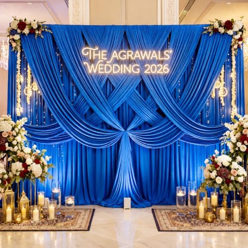 10FTx12FT Royal Blue Backdrop Curtains for Weddings, Birthday and Labor Day in W5' x H12'(2 panels) in Royal