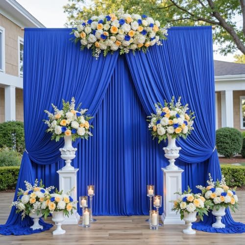 10FTx12FT Royal Blue Backdrop Curtains for Weddings, Birthday and Labor Day in W5' x H12'(2 panels) in Royal, alternate view