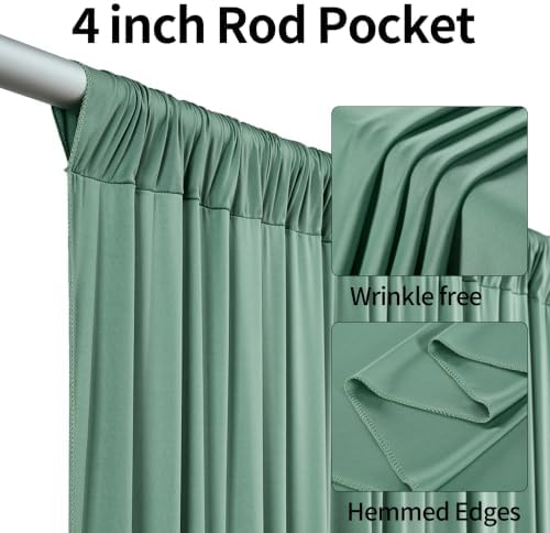 10ftx12ft Sage Green Backdrop Curtains for Parties, Wrinkle Free Polyester Sage Green Photo Backdrop Drapes 2, alternate view