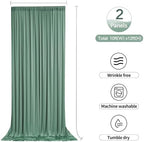 10ftx12ft Sage Green Backdrop Curtains for Parties, Wrinkle Free Polyester Sage Green Photo Backdrop Drapes 2, alternate view