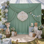 10ftx12ft Sage Green Backdrop Curtains for Parties, Wrinkle Free Polyester Sage Green Photo Backdrop Drapes 2, alternate view