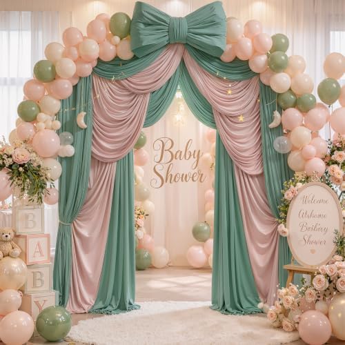 10FTx12FT Sage Green Backdrop Curtains for Weddings, Birthdays and Photos in W5' x H12'(2 panels) in Sage Green, alternate