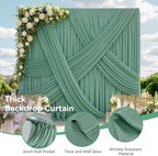 10FTx12FT Sage Green Backdrop Curtains for Weddings, Birthdays and Photos in W5' x H12'(2 panels) in Sage Green, alternate