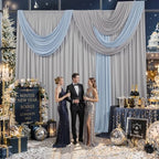 10FTx12FT Silver Backdrop Curtains for Weddings, Birthdays and Photography in W5' x H12'(2 panels) in Sliver, alternate view