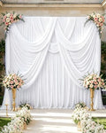 10ftx12ft White Backdrop Curtain for Wedding & All Parties in W5' x H12'(2 panels) in White