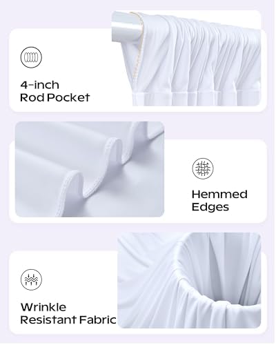 10ftx12ft White Backdrop Curtain for Wedding & All Parties in W5' x H12'(2 panels) in White, alternate view 3