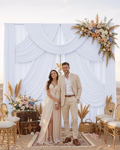 10ftx12ft White Backdrop Curtain for Wedding & All Parties in W5' x H12'(2 panels) in White, alternate view 5