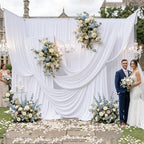10FTx12FT White Backdrop Curtains for Wedding Party, Birthday and Labor Day in W5' x H12'(2 panels) in White, alternate view