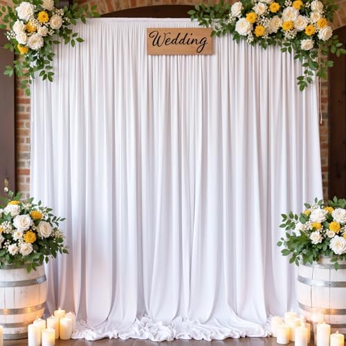 10FTx12FT White Backdrop Curtains for Wedding Party, Birthday and Labor Day in W5' x H12'(2 panels) in White, alternate view