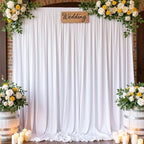 10FTx12FT White Backdrop Curtains for Wedding Party, Birthday and Labor Day in W5' x H12'(2 panels) in White, alternate view