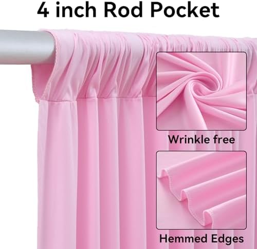 10ftx12ft Wrinkle Free Pink Backdrop Curtain for Parties, 2 Panels Silky Polyesyer Photo Backdrop Drapes 12 ft, alternate