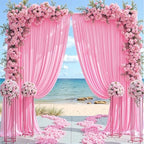 10ftx12ft Wrinkle Free Pink Backdrop Curtain for Parties, 2 Panels Silky Polyesyer Photo Backdrop Drapes 12 ft, alternate