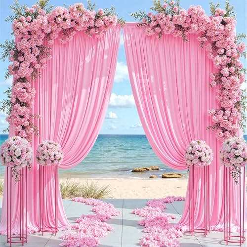 10ftx12ft Wrinkle Free Pink Backdrop Curtain for Parties, 2 Panels Silky Polyesyer Photo Backdrop Drapes 12 ft, alternate