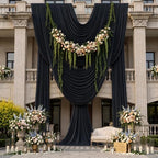 10ftx14ft Black Backdrop Curtain for Wedding Parties, Wrinkle Free Polyester 2 Panels 14 ft Long Photo Backdrop