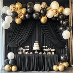 10ftx14ft Black Backdrop Curtain for Wedding Parties, Wrinkle Free Polyester 2 Panels 14 ft Long Photo Backdrop, alternate