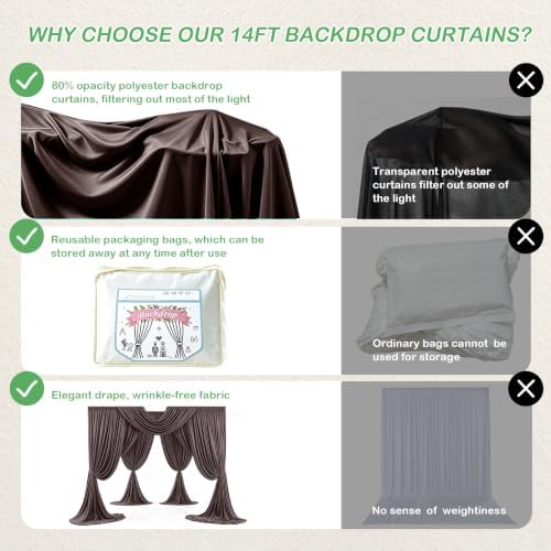 10ftx14ft Brown Backdrop Curtain for Wedding Parties, alternate view 4