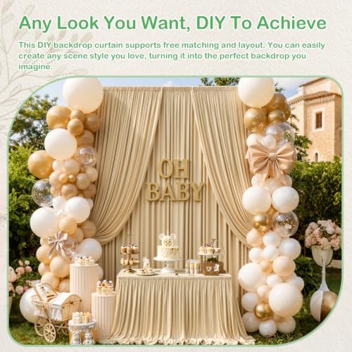 10ftx14ft Champagne Backdrop Curtain for Wedding Parties, alternate view 2