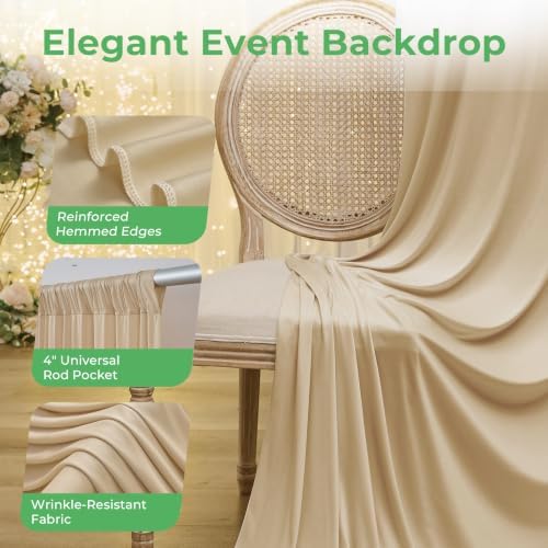 10ftx14ft Champagne Backdrop Curtain for Wedding Parties, alternate view 6