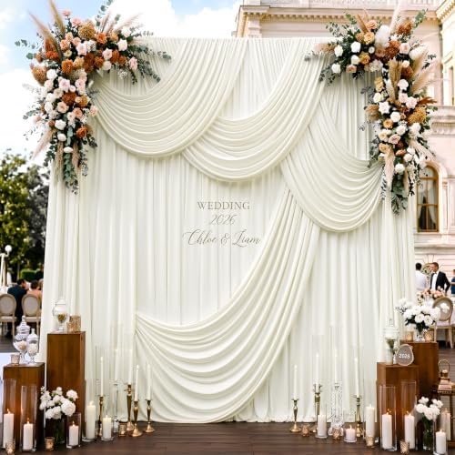 10ftx14ft Ivory Backdrop Curtain for Wedding Parties