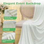 10ftx14ft Ivory Backdrop Curtain for Wedding Parties, alternate view 6