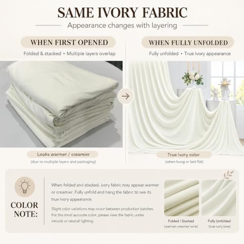 10FTx14FT Ivory Backdrop Curtains for Weddings, Birthdays and Photography in W5' x H14'(2 panels) in ivory, alternate view 3