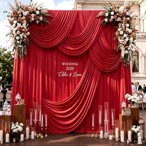 10ftx14ft Red Backdrop Curtain for Wedding Parties