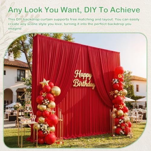 10ftx14ft Red Backdrop Curtain for Wedding Parties, alternate view 3