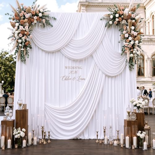 10ftx14ft White Backdrop Curtain for Wedding Parties