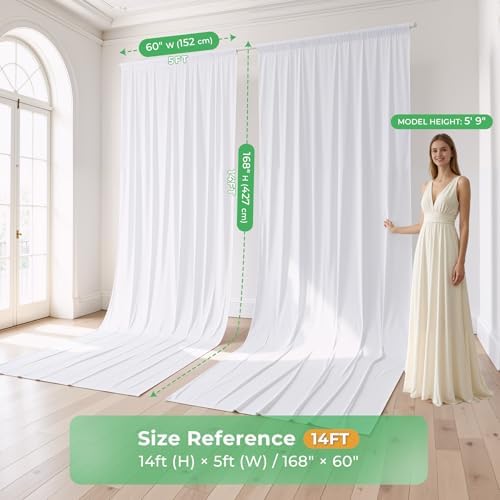 10ftx14ft White Backdrop Curtain for Wedding Parties, alternate view 2