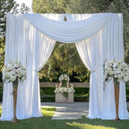 10FTx14FT White Backdrop Curtains for Wedding Party, Birthday and Labor Day in W5' x H14'(2 panels) in White, alternate view