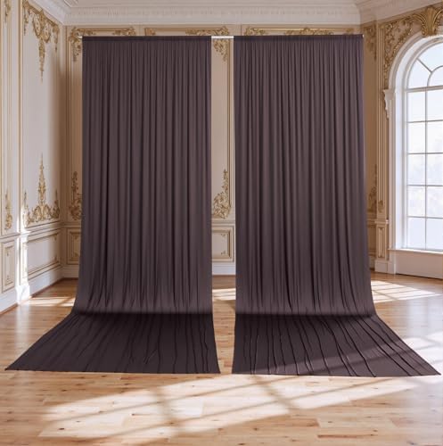 10ftx15ft Brown Backdrop Curtains for Parties, Wrinkle Free Polyester Brown Photo Backdrop Drapes 2 Panels 15 ft