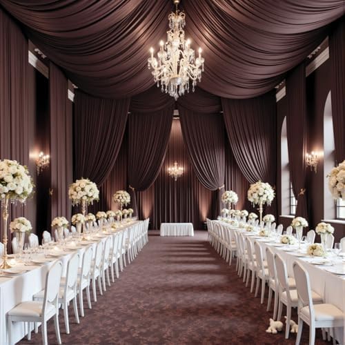 10ftx15ft Brown Backdrop Curtains for Parties, Wrinkle Free Polyester Brown Photo Backdrop Drapes 2 Panels 15 ft, alternate