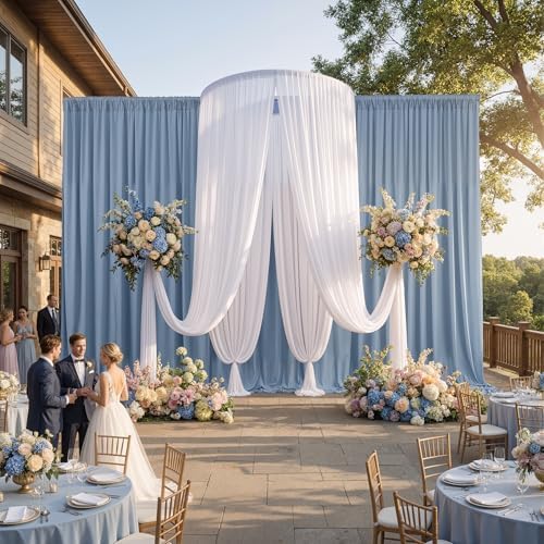 10ftx15ft Dusty Blue Backdrop Curtains for Parties, Wrinkle Free Polyester Photo Backdrop Drapes 2 Panels 15 ft, alternate